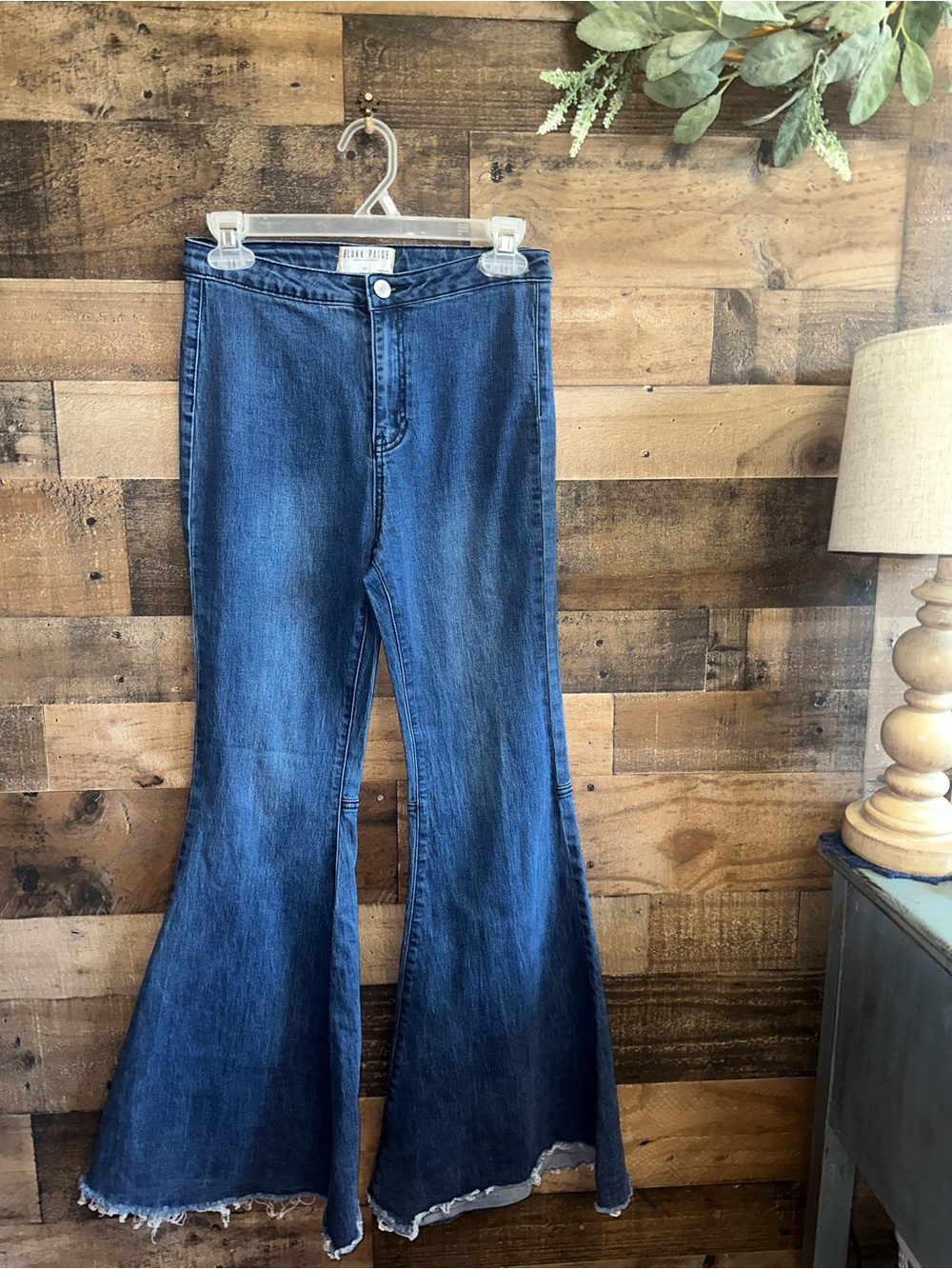 Blank Paige High Rise Stretch Denim Jeans Size Large Bell Bottom